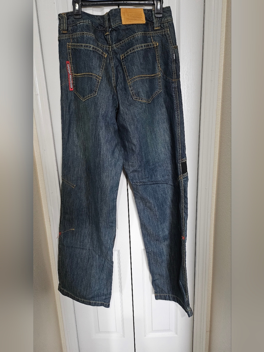 Icon Victory Motorcycle Jeans Mens 34 Blue Denim Riding Pants Armored Biker Stra - Picture 10 of 16